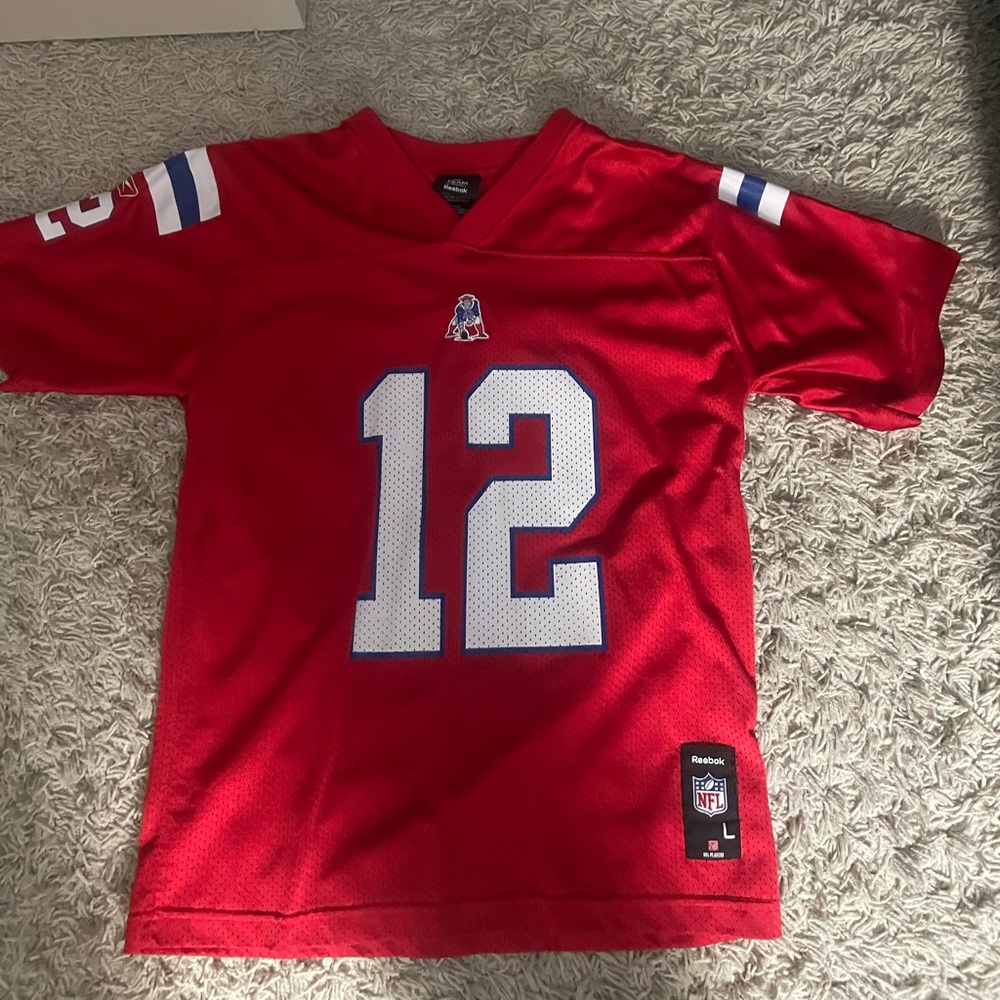 Throwback red Tom Brady jersey boys XL (14-16)